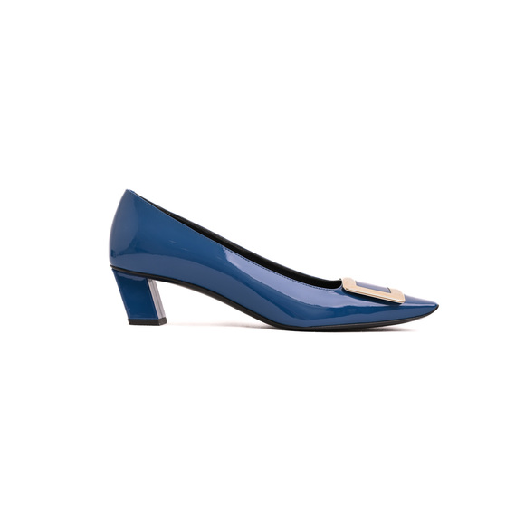 NEW Roger Vivier Blue Patent Leather Heeled Shoes Size 37